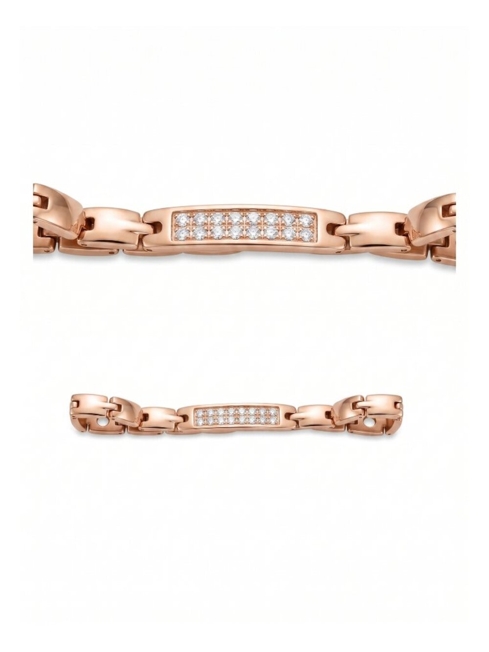 NIP | Rose Gold Tone Crystal Inset Magnetic Therapy Bracelet